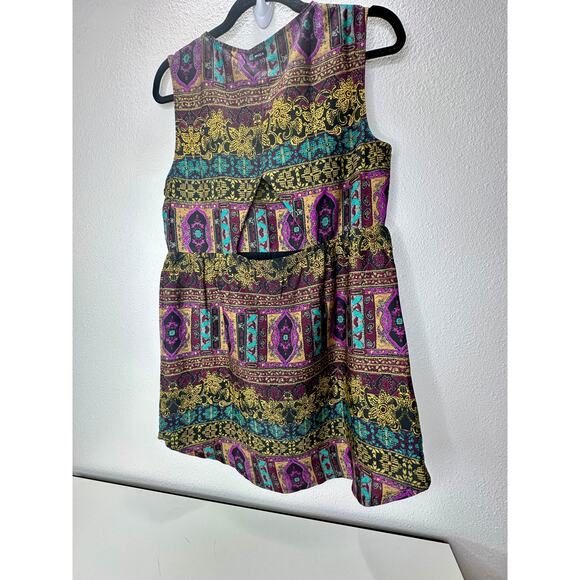 RVCA Multicolor Floral Print Cutout Triangle Back Round Neck Mini Dress S - Picture 14 of 16